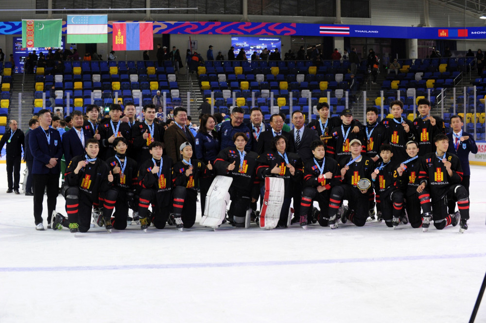 Mongolian team won bronze medal from 2023 IIHF Ice Hockey U18 Asia and