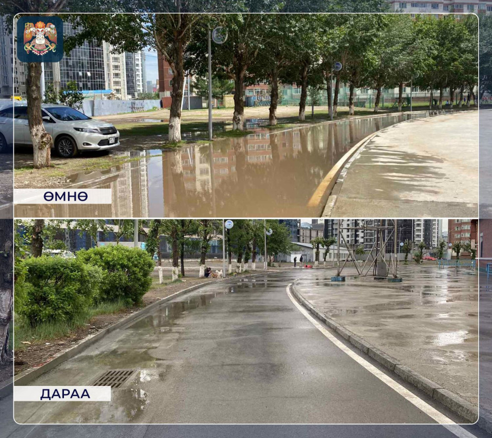 Төв цэнгэлдэх хүрээлэнгийн гадна талбайд ус зайлуулах 1200 метр шугам ...